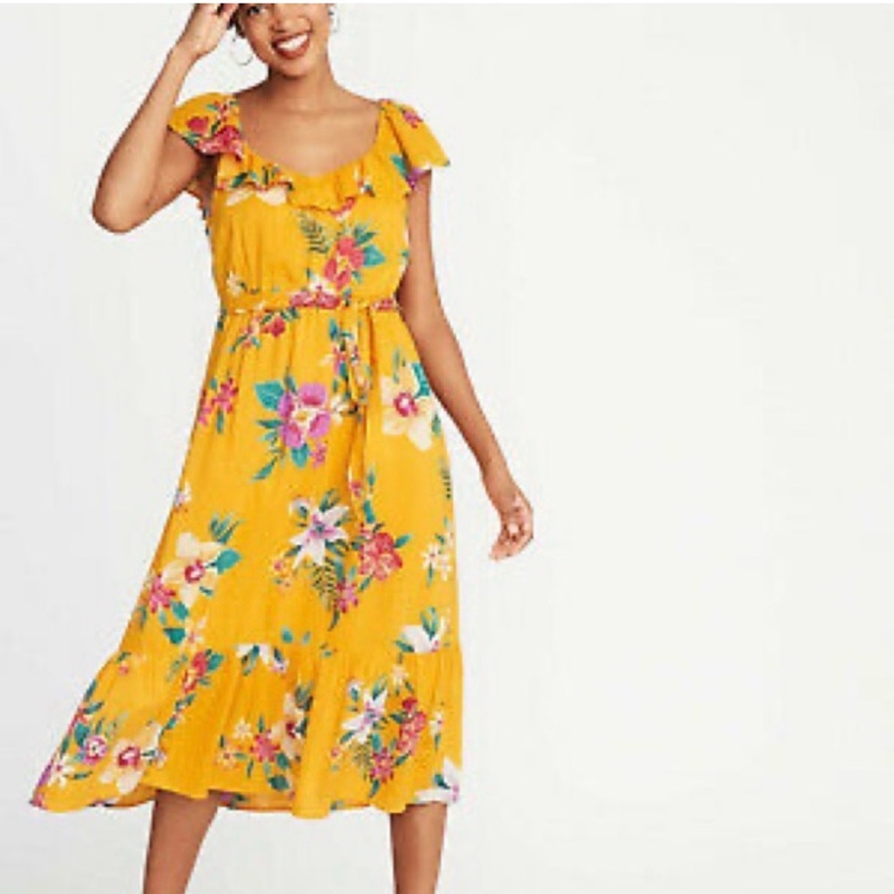 Old Navy Floral Yellow Cami Dress